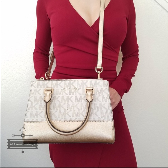 NWT Michael Kors Vanilla Gold Kellen Xs Satchel - Picture 7 of 8